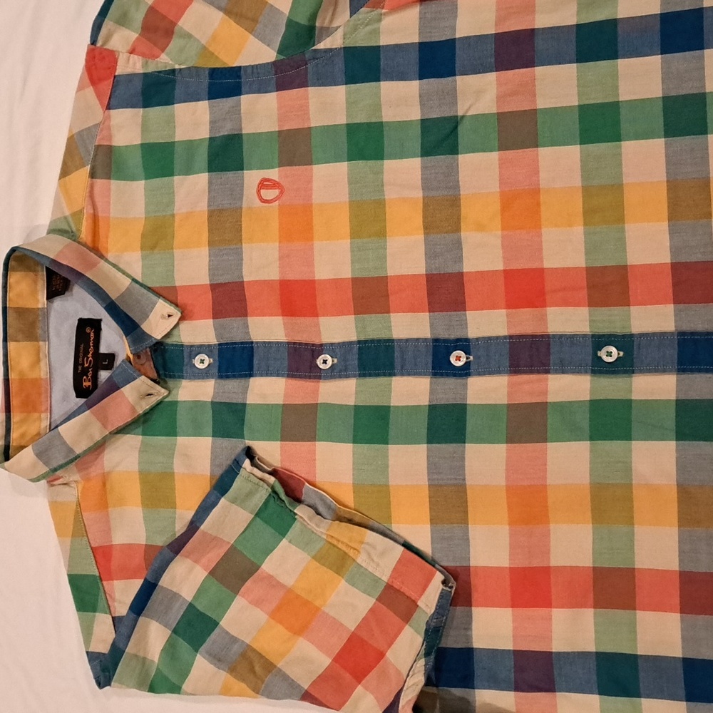 Ben Sherman, Size Large, Multicolored Plaid Patte… - image 2
